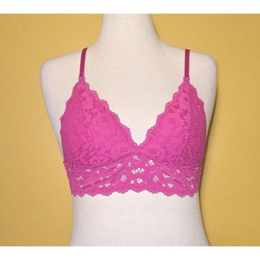 NWT Momanda‎ Women's Lace Nursing Bra Wirefree Size 34C Hibiscus Purple Pink Ext